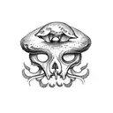 Cat skull mushrooms tattoo design idea