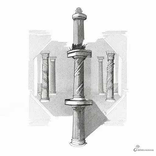 Greek column into two pieces tattoo design idea