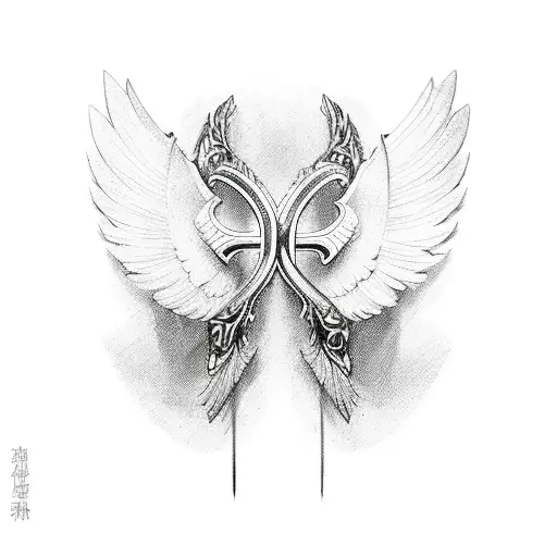 Wing cross tattoo design idea