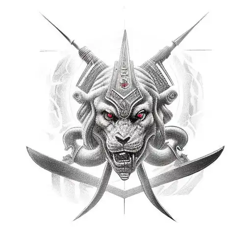 Liburnian warship with the front side and Illyrian warriors tattoo design idea