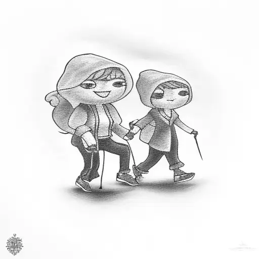 mother son walking tattoo design idea