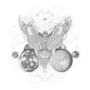 Moons with moths tattoo design idea