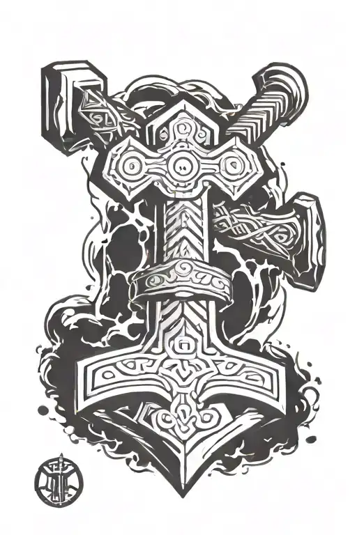 Thor hammer tattoo design idea