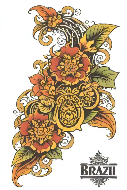 A neotraditional l traditional tattoo on the back that represents the mixing of two cultures, Brazil and Spain. tattoo design idea