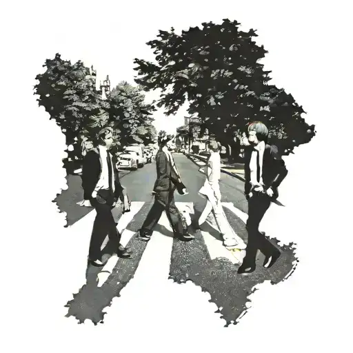 A minimalist tattoo of the Beatles' iconic Abbey Road album cover with a modern twist tattoo design idea