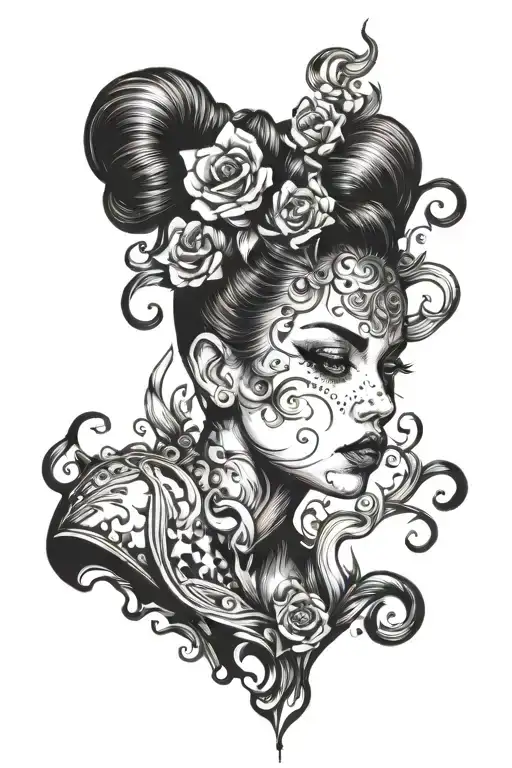 girl popping himself tattoo design idea