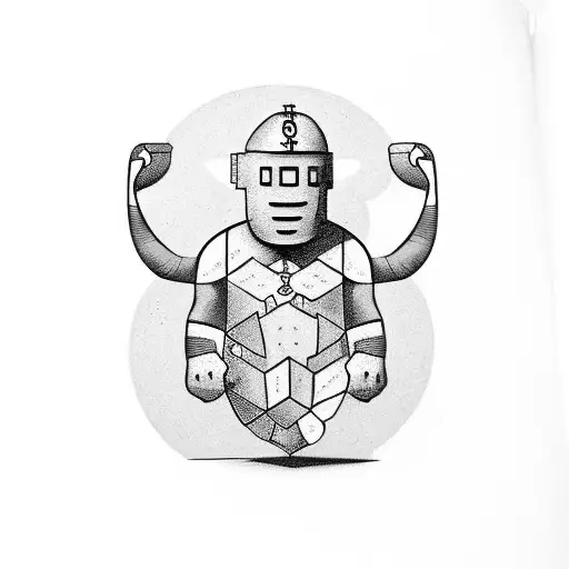 Jewish golem with some Hebrew text tattoo design idea