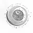 Imagine a simple yet elegant design featuring a crescent moon, with deep greens and blues as the primary colors. The moo tattoo design idea