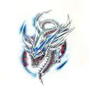 blue eyes white dragon from yu gi oh tattoo design idea