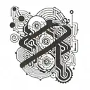 Design a tattoo featuring binary code intertwined with elements symbolizing data analysis tattoo design idea