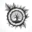 tree rings with leaves growing tattoo design idea