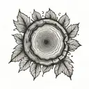 tree rings with leaves growing tattoo design idea