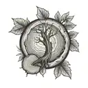 tree rings with leaves growing tattoo design idea