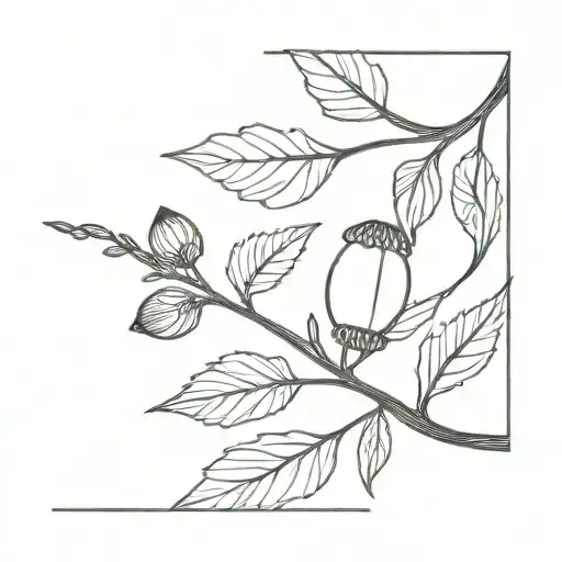 acorn branch tattoo design idea