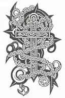 chain with anchor and cross wrapped around leg tattoo design idea