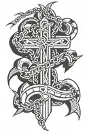 chain with anchor and cross wrapped around leg tattoo design idea