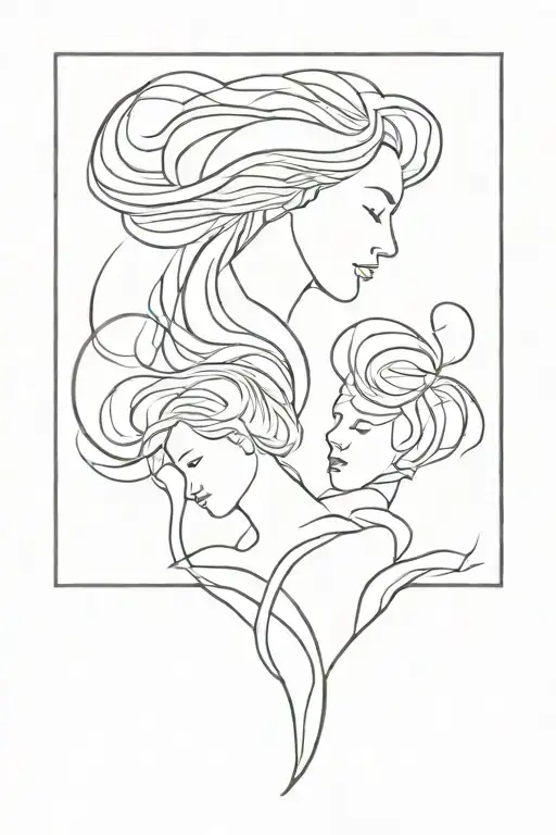 mother daughter strength intuition using flowing tattoo design idea