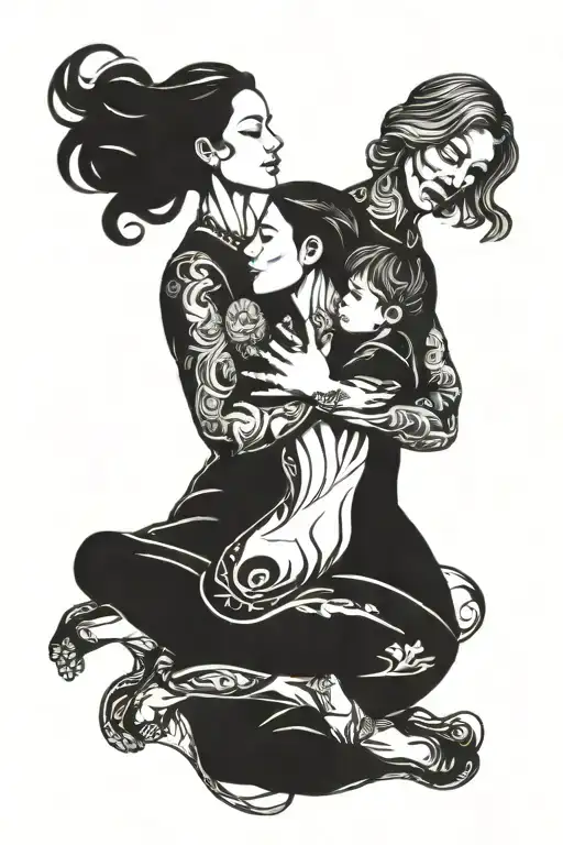 mother daughter strength intuition using flowing tattoo design idea