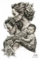 mother daughter strength intuition using flowing tattoo design idea