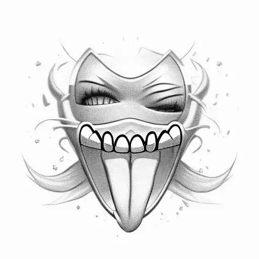 Mouth smiling with grillz spelling VAYNE on top teeth tattoo design idea
