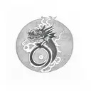 Dragon with black hat and flame in throat tattoo design idea