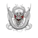 Dragon with black hat and flame in throat tattoo design idea