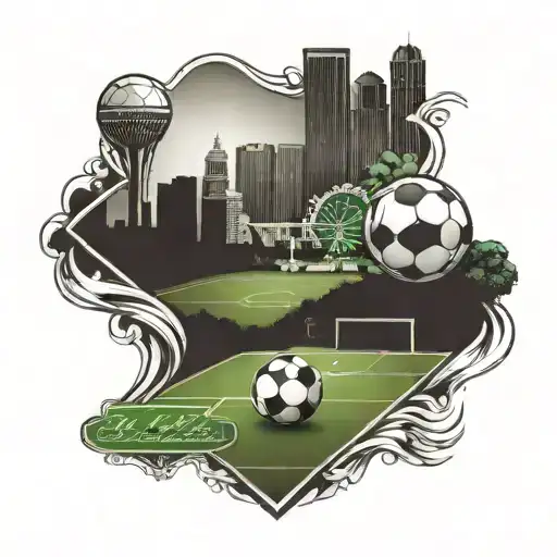 Soccer field with las vegas skyline tattoo design idea