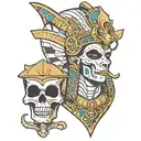 Osiris with his half-skull head tattoo design idea
