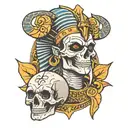 Osiris with his half-skull head tattoo design idea