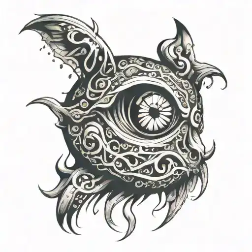 creature made of eyes tattoo design idea