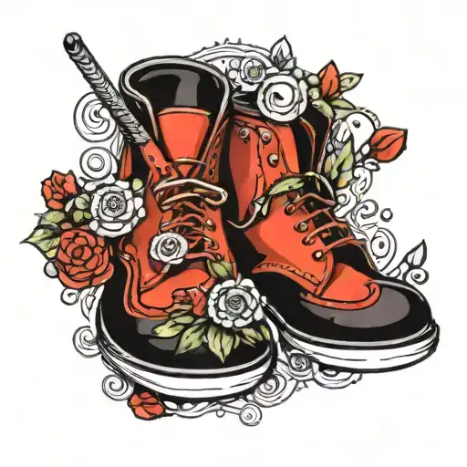 shoes with buttons tattoo design idea