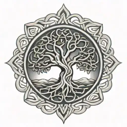 tree of life Celtic knot intertwined tattoo design idea