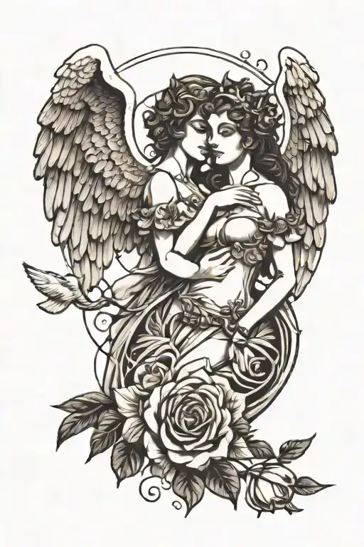 cupid and psyche Greek goddess tattoo design idea