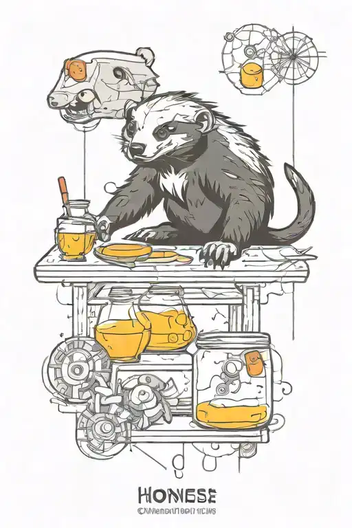 honey badger eating chemical structure of happiness  tattoo design idea