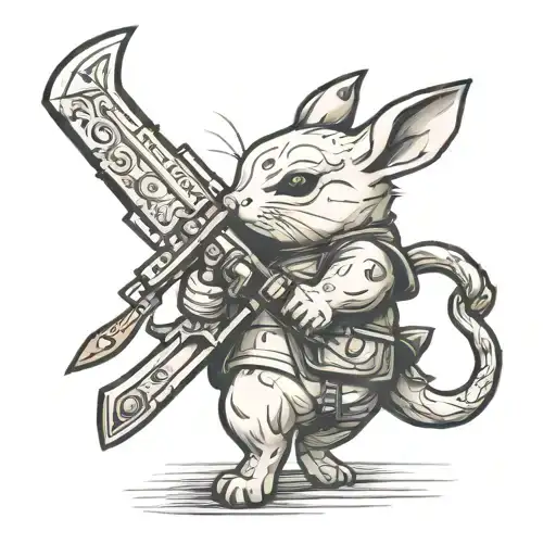 Tiny animals holding weapons like guns and swords  tattoo design idea