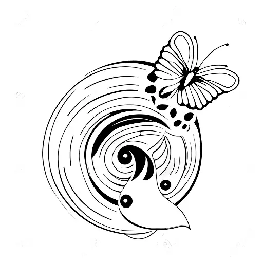half moon with butterfly tattoo design idea