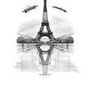 Eiffel tower with roller coaster tattoo design idea