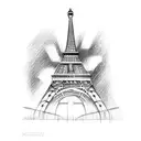 Eiffel tower with roller coaster tattoo design idea