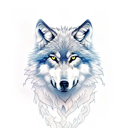 wolf with phoenix arm tattoo design idea