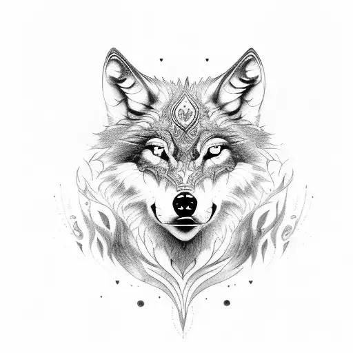 wolf with phoenix tattoo design idea