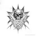 avenged sevenfold hellbat with sunflowers tattoo design idea