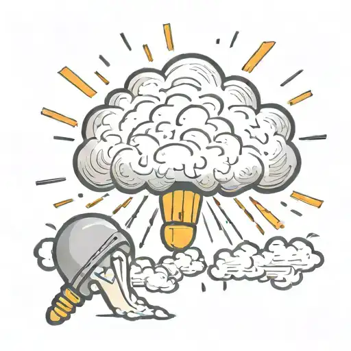 a thunder cloud and light bulb tattoo design idea