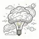 a thunder cloud and light bulb tattoo design idea