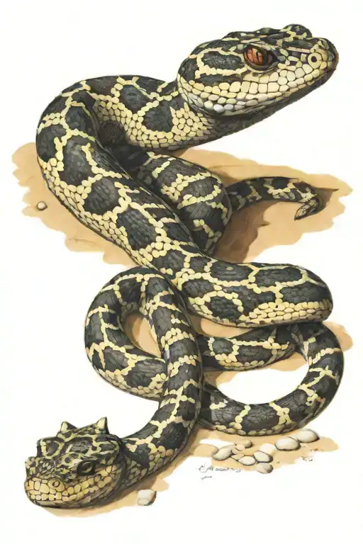 gila monster rattle snake desert landscape tattoo design idea