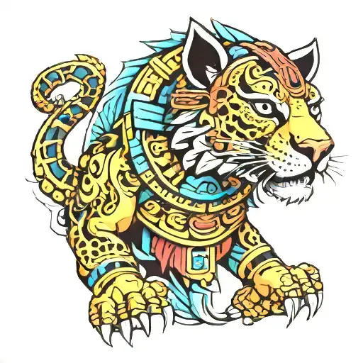 mayan jaguar warrior tattoo design idea