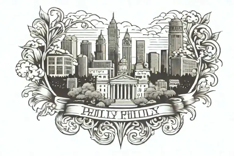 Philly tattoo with city skyline tattoo design idea