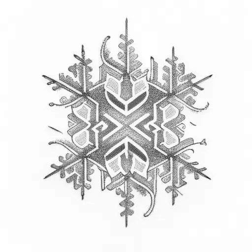 ampersand with snowflakes tattoo design idea