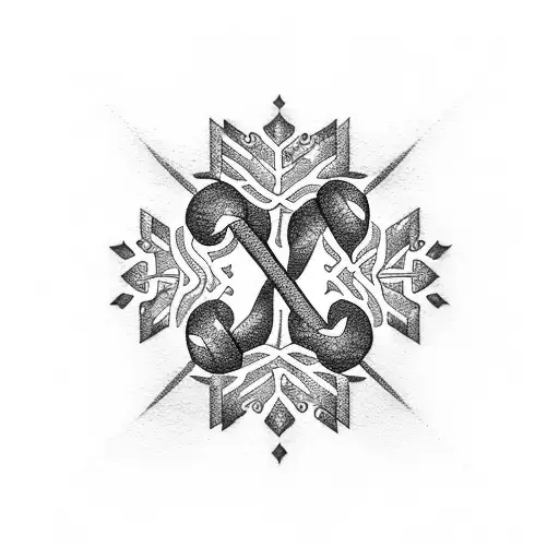 ampersand with snowflakes tattoo design idea