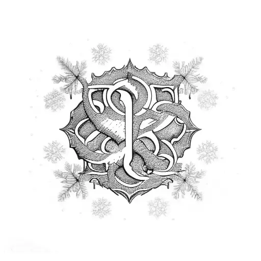 ampersand with snowflakes tattoo design idea