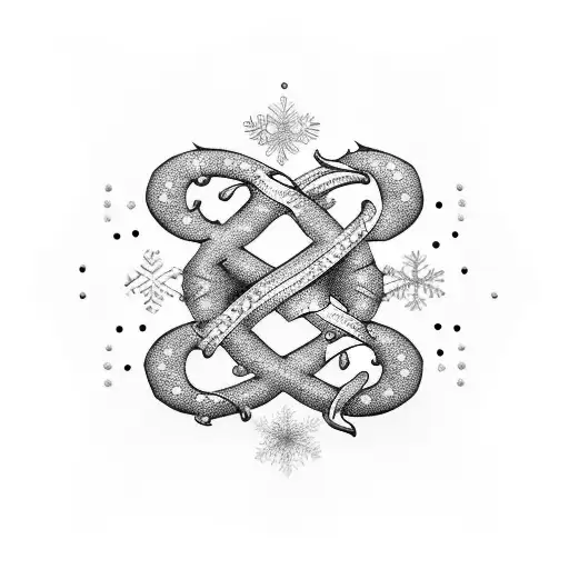 ampersand with snowflakes tattoo design idea